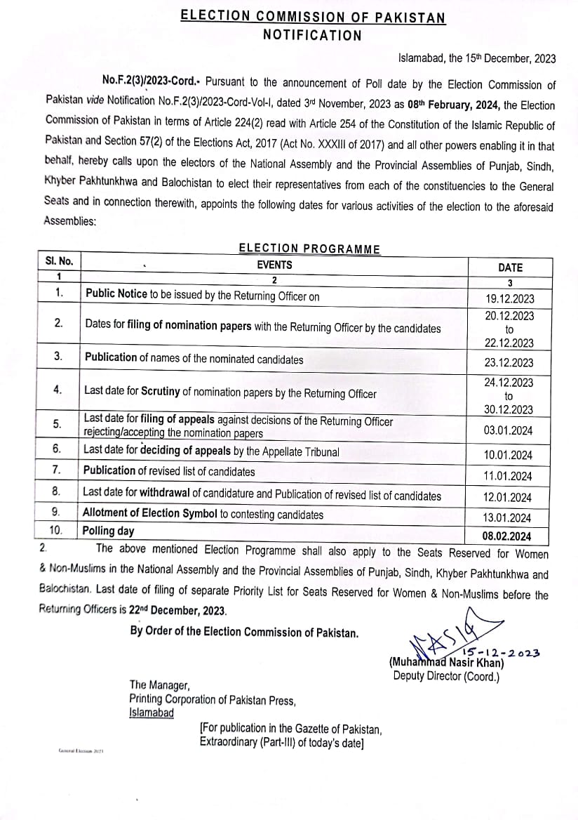 Election Schedule General Election 2024